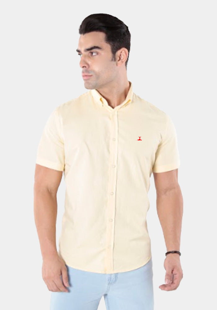 Camisa Manga Curta Slim Fit Oxford Button Down