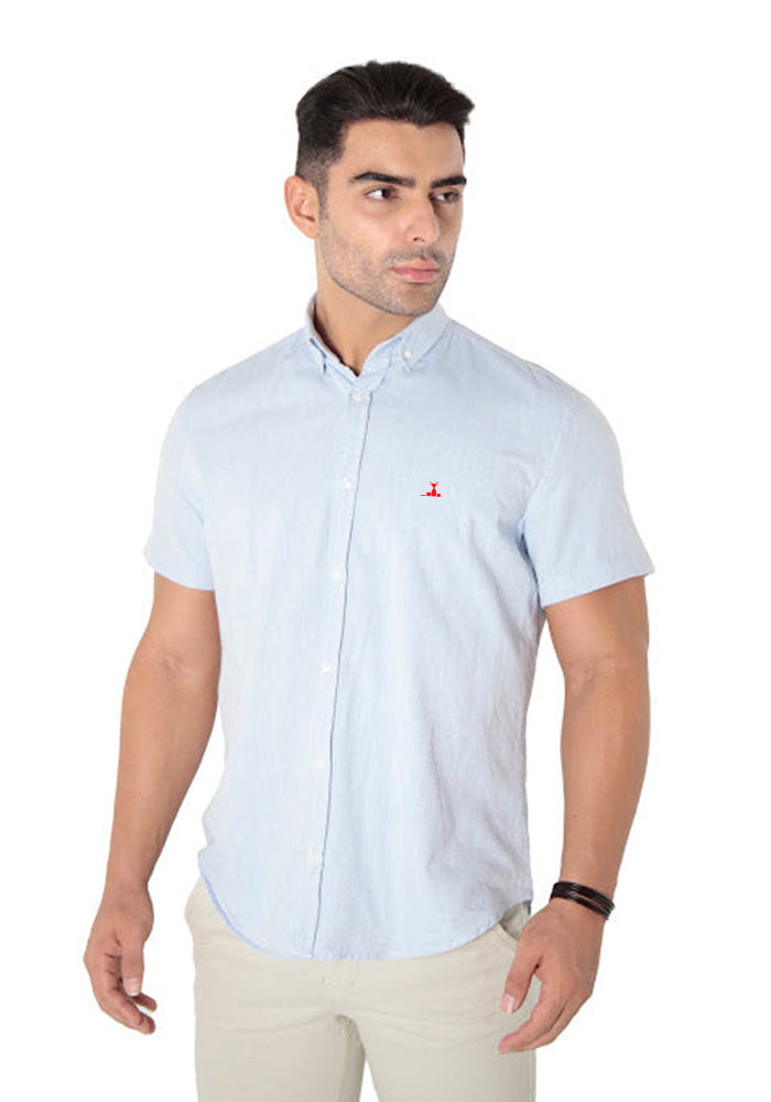 Camisa Manga Curta Slim Fit Oxford Button Down