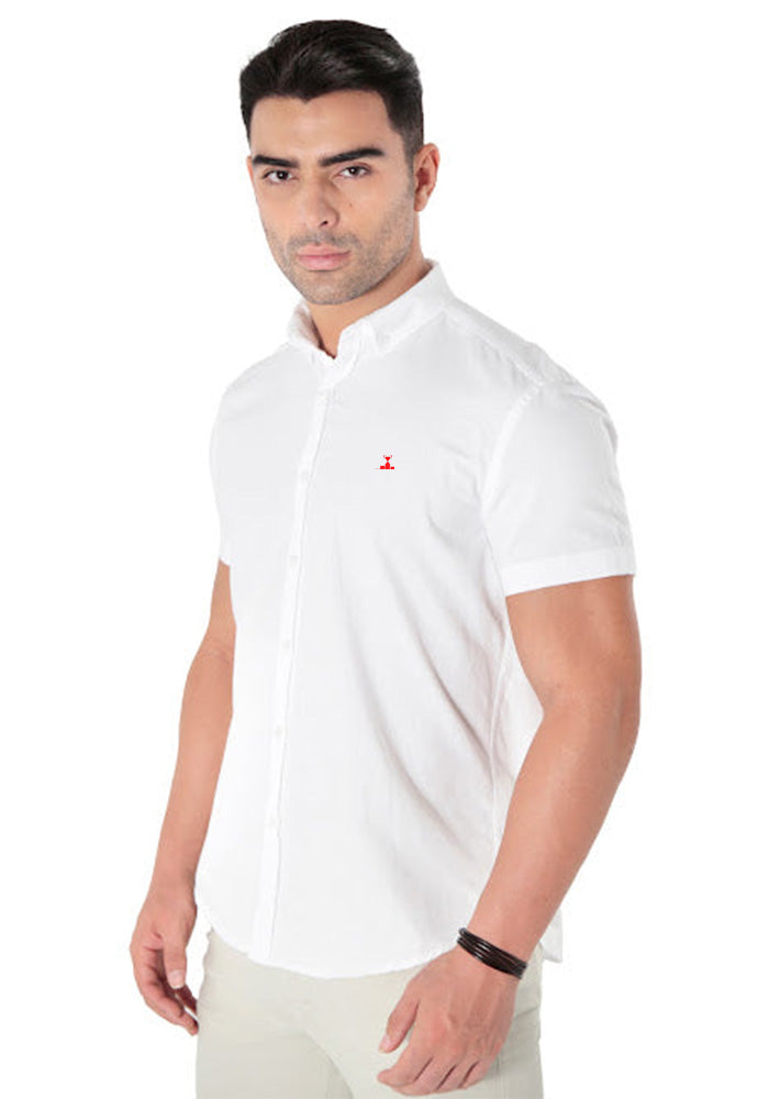 Camisa Manga Curta Slim Fit Oxford Button Down