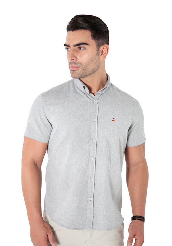 Camisa Manga Curta Slim Fit Oxford Button Down